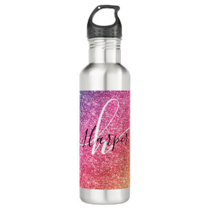 Name des Monogramms für den Rainbow-Glitzer Edelstahlflasche