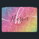 Name des Monogramms für den Rainbow-Glitzer iPad Pro Cover<br><div class="desc">Fügen Sie Ihrem iPad Pro Cover einen Farbspritzer hinzu, der den Glitzer-Regenbogen mit Monogramm und Skriptnamen enthält. Personalisieren Sie Ihre Daten mit Ihrem Namen, Monogramm, Initial oder Text. Sie können Textfarbe und Schriftart-Stil ändern, indem Sie die weitere Option anpassen. Bitte beachten Sie, dass Glitzer als Druckeffekt und nicht als Glitzer...</div>
