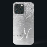 Name des Monogramms für den silberfarbenen Glitzer Case-Mate iPhone Hülle<br><div class="desc">Dieses schicke Gehäuse mit hübschem silberglänzenden Glitzer auf silberfarbenem metallischem Hintergrund ist einfach zu personalisieren.</div>