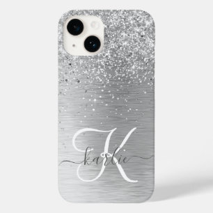 Name des Monogramms für den silberfarbenen Glitzer Case-Mate iPhone 14 Hülle