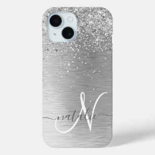 Name des Monogramms für den silberfarbenen Glitzer Case-Mate iPhone Hülle