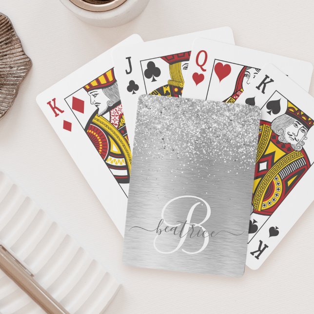 Name des Monogramms für den silberfarbenen Glitzer Spielkarten (Von Creator hochgeladen)