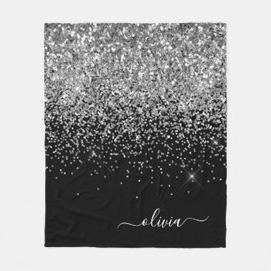 Name des Monogramms für den Silver Black Girl Glit Fleecedecke