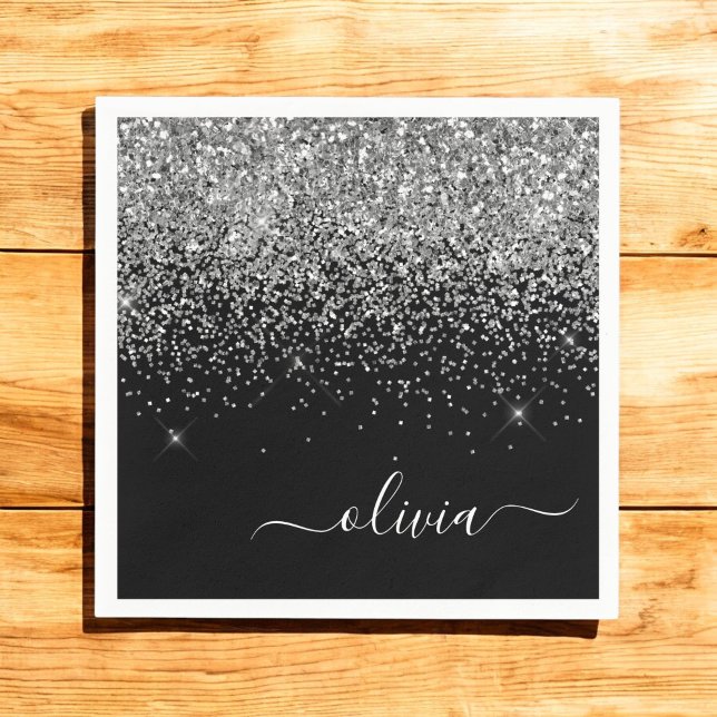 Name des Monogramms für den Silver Black Girl Glit Serviette (Von Creator hochgeladen)