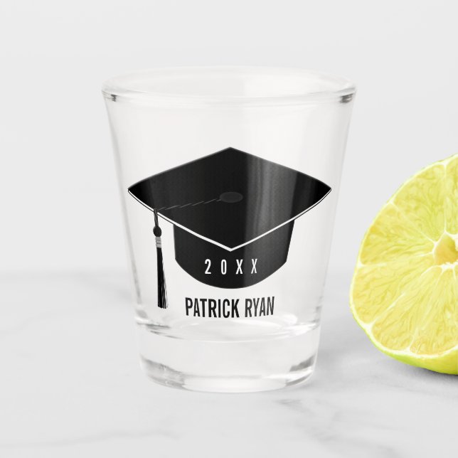 Name des Monogramms für die schwarze Graduierung Schnapsglas (Vorderseite)