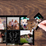 Name des Monogramms für die Sortierfolge des Fotos Puzzle<br><div class="desc">Benutzerdefinierte Monogramm und Name mit familiär etablierten 8 Foto Gitter elegante Schwarz-Weiß-Keepake Fotovorlage erstellen Ihr eigenes Puzzle.        Ein nachdenkliches Geschenk für Weihnachten,  Familienjubiläum,  neue Zuhause-Hauswärmung oder Erntedank.</div>