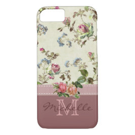 Name des Monogramms für die Vintage florale Rose Case-Mate iPhone Hülle