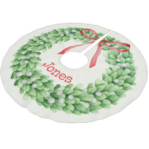 Name des Monogramms für die Wasserfarbe Weihnachte Polyester Weihnachtsbaumdecke