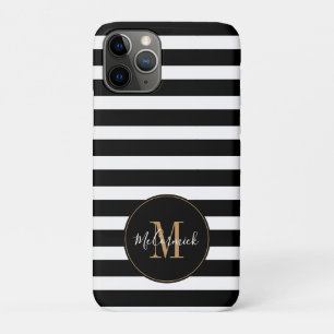 Name des Monogramms für elegante schwarze und wei Case-Mate iPhone Hülle
