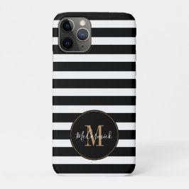 Name des Monogramms für elegante schwarze und weiß Case-Mate iPhone Hülle