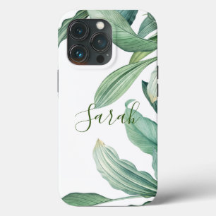 Name des Monogramms für grüne tropische Blätter Case-Mate iPhone Hülle