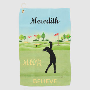 Name des Monogramms für landschaftliche Lady Golf Golfhandtuch
