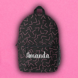 Name des Monogramms für Schwarz/Rosa geometrische  Bedruckter Rucksack