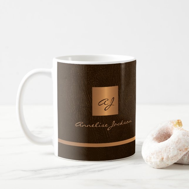 Name des Monogramms Gold personalisiert Kaffeetasse (Mit Donut)