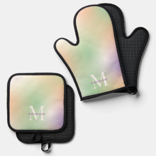 Name des Monogramms Pastel Gradient Initial Schlic Ofenhandschuh & Topflappen-Set