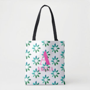 Name des Monogramms Rosa grüne Retro Blumenfarbe