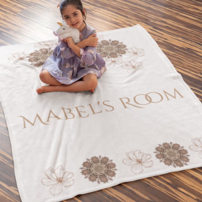 Name des Monogramms von Boho Floral Girl Fleecedecke (Von Creator hochgeladen)