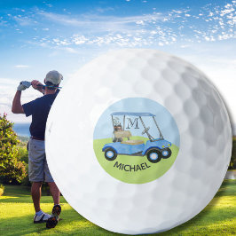 Name des Monogramms "Watercolor Custom Blue Cart" Golfball
