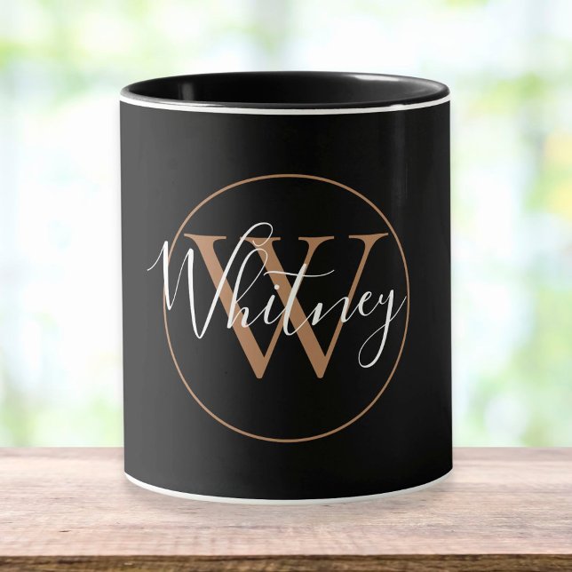 Name des Monogrammskripts: Elegante Schwarze Tasse (Von Creator hochgeladen)