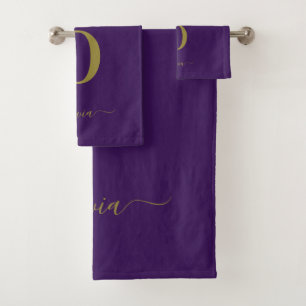 Name des Monogrammskripts Personalisiert Lila und  Badhandtuch Set