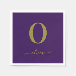 Name des Monogrammskripts Personalisiert Lila und Serviette