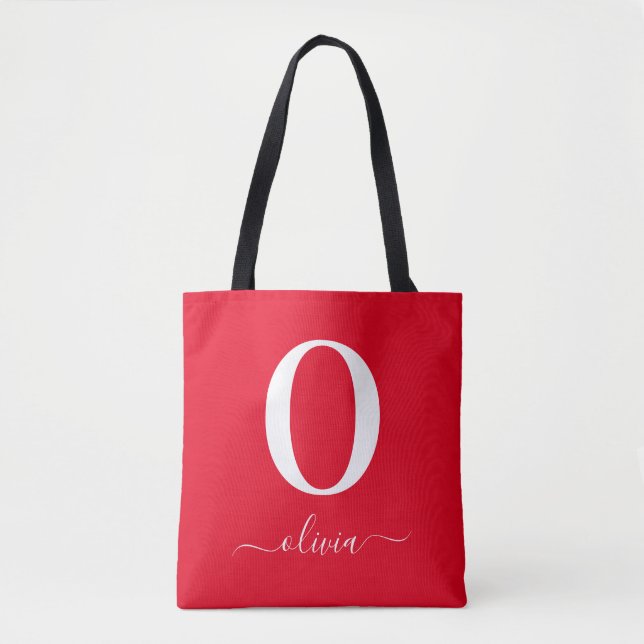 Name des Monogrammskripts Personalisiert rot und w (Vorderseite)