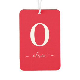 Name des Monogrammskripts Personalisiert rot und w Autolufterfrischer