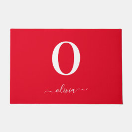 Name des Monogrammskripts Personalisiert rot und w Fußmatte