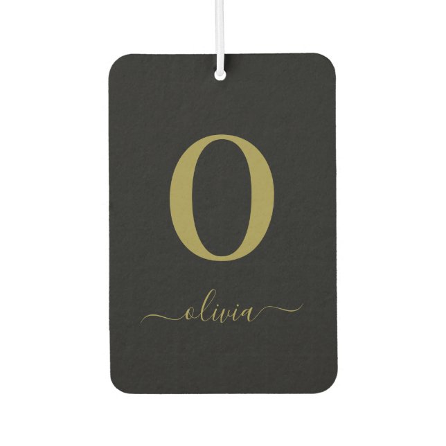 Name des Monogrammskripts Personalisiert Schwarz u Autolufterfrischer (Vorderseite)