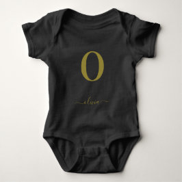 Name des Monogrammskripts Personalisiert Schwarz u Baby Strampler