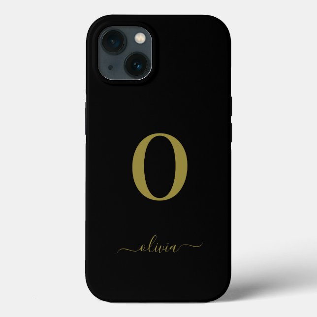 Name des Monogrammskripts Personalisiert Schwarz u Case-Mate iPhone Hülle (Rückseite)