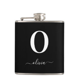 Name des Monogrammskripts Personalisiert schwarz u Flachmann