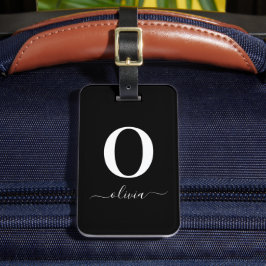 Name des Monogrammskripts Personalisiert schwarz u Gepäckanhänger