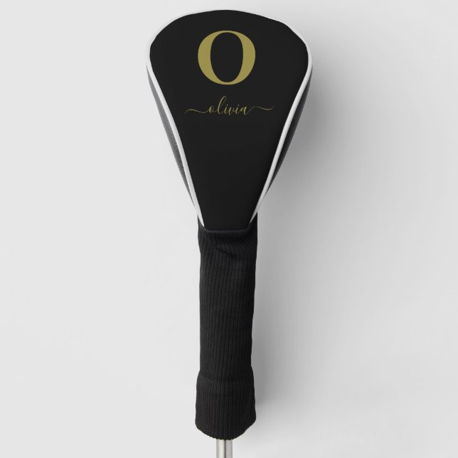 Name des Monogrammskripts Personalisiert Schwarz u Golf Headcover (Vorderseite)