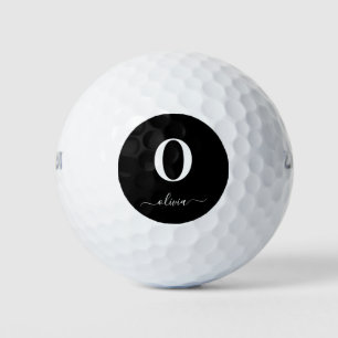 Name des Monogrammskripts Personalisiert schwarz u Golfball