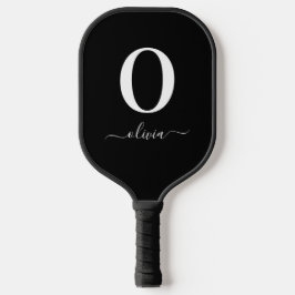 Name des Monogrammskripts Personalisiert schwarz u Pickleball Schläger