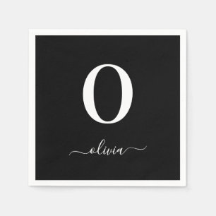 Name des Monogrammskripts Personalisiert schwarz u Serviette
