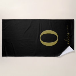 Name des Monogrammskripts Personalisiert Schwarz u Strandtuch