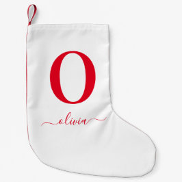 Name des Monogrammskripts Personalisiert weiß und Kleiner Weihnachtsstrumpf