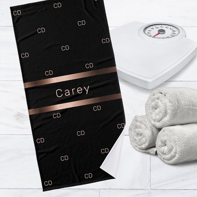 Name des Musters der schwarzen Bronze-Monogramm Badehandtuch (Von Creator hochgeladen)