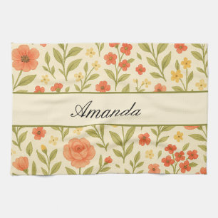 Name des Musters für Vintage Wildblume Geschirrtuch