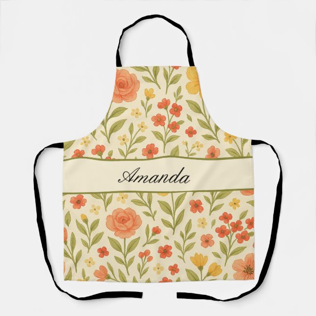 Name des Musters für Vintage Wildblume Schürze (Vorderseite)