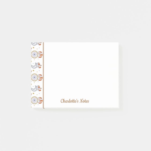 Name des Musters Retro Whimsical Mandala Boho Post-it Klebezettel (Vorderseite)