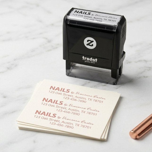 Name des Nagelstudios Rücksendeadresse Permastempel (Nail Salon Name Return Address Self-inking Stamp)