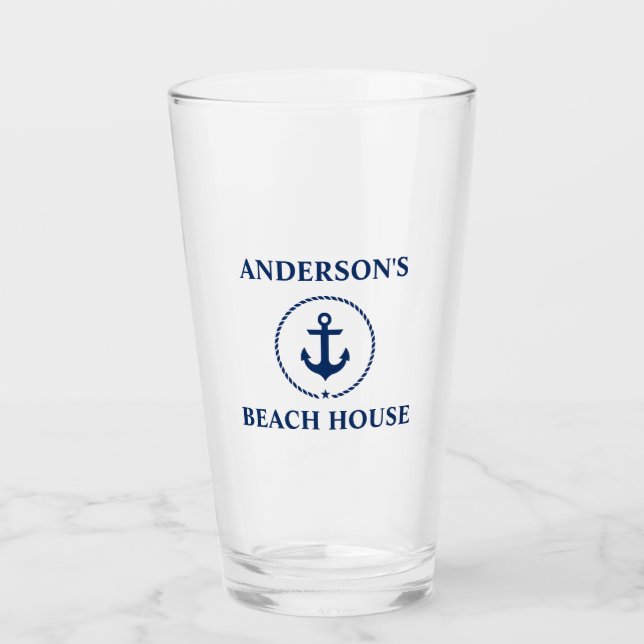 Name des Nautic Anchor Beach House Glas (Vorderseite)
