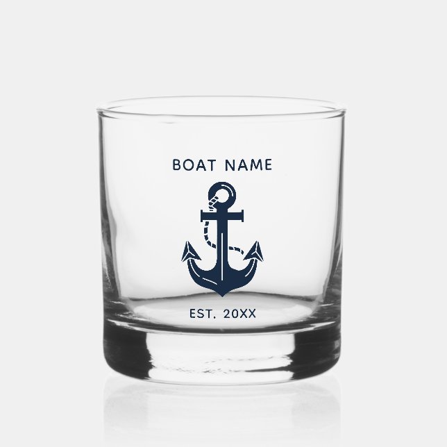 Name des Nautic Anchor Boats Whiskyglas (Vorderseite)