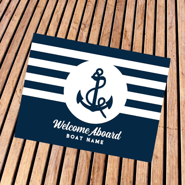 Name des nautischen, blauen Schiffs an Bord Fußmatte (Von Creator hochgeladen)