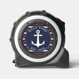 Name des nautischen Navy Blue White Anchor Boat Na Maßband