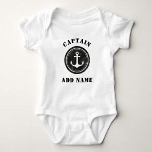Name des nautischen Schwarz-Weiß-Anker Baby Strampler