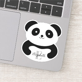 Name des niedlichen Cartoon Panda Bear Monogram Aufkleber